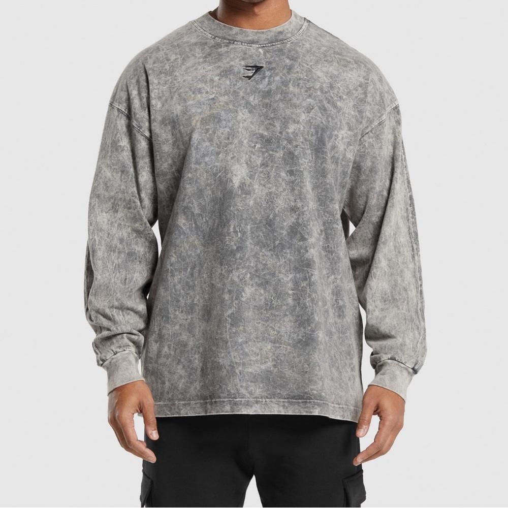 Gray Acid Wash Long Sleeve Shirt